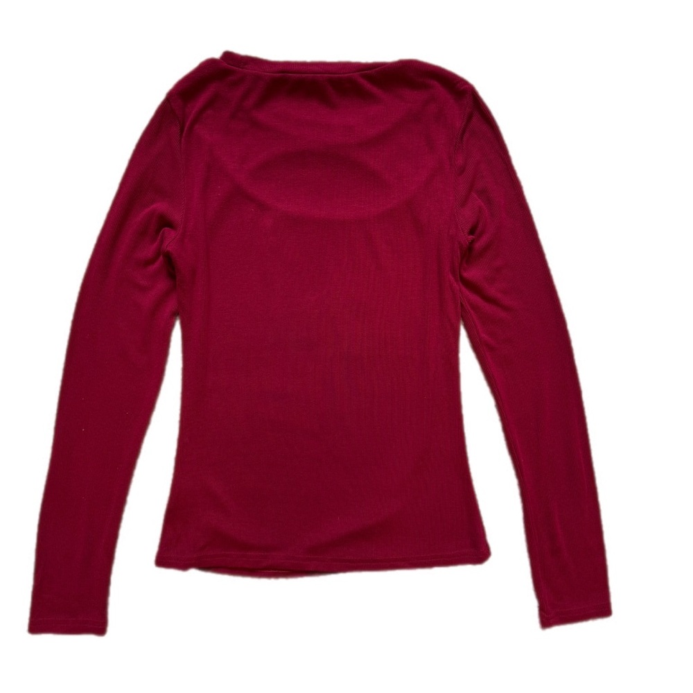 Lulus Burgundy Cutout Long Sleeve Top - Size Small! - Picture 6 of 7